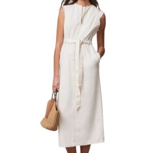 Long midi dress with rough hem